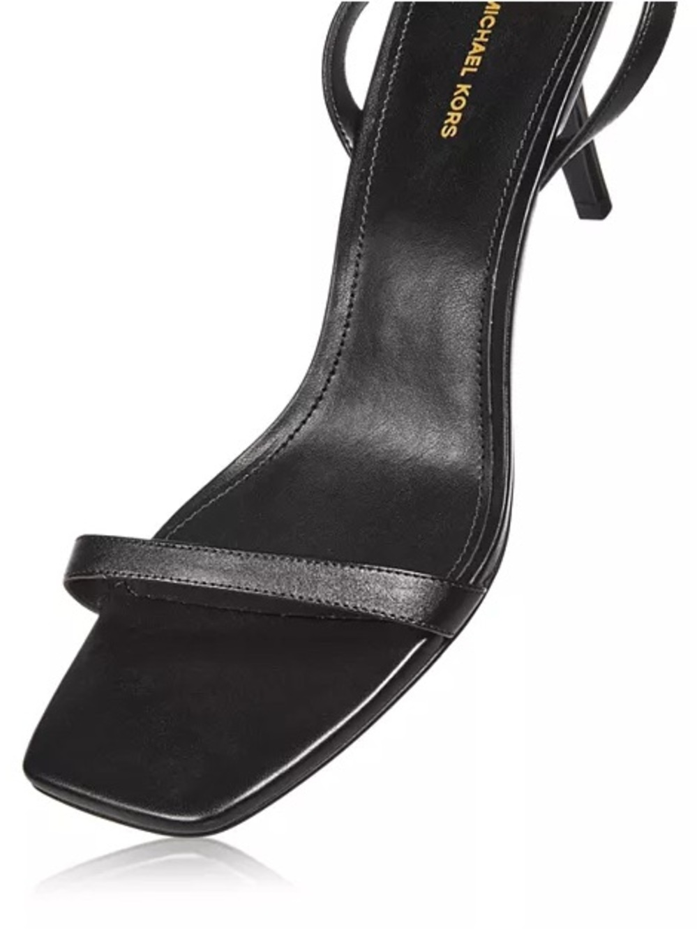 Michael Kors Black Leather Ankle-Strap Mid Heel Sandals - Picture 10 of 11